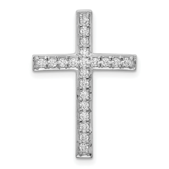 3/8ct Diamond Cross Chain Slide Charm Pendant in Real 14k White Gold