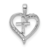 14k White Gold Diamond Cross Pendant, Modern Polished Design, Spiritual Minimalist Style