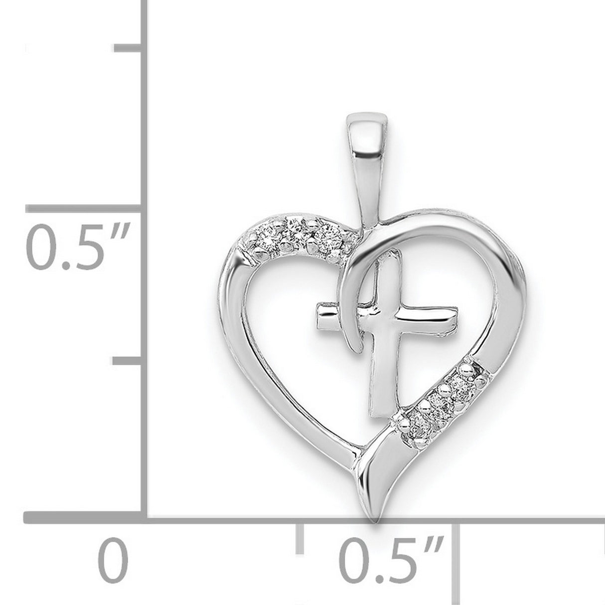 14k White Gold Diamond Cross Pendant, Modern Polished Design, Spiritual Minimalist Style