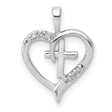 14k White Gold Diamond Cross Pendant, Modern Polished Design, Spiritual Minimalist Style