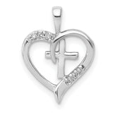 14k White Gold Diamond Cross Pendant, Modern Polished Design, Spiritual Minimalist Style