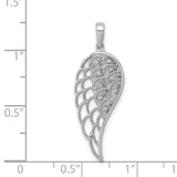 Diamond Open-work Wing Charm Pendant in Real 14k White Gold