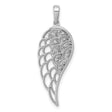 Diamond Open-work Wing Charm Pendant in Real 14k White Gold