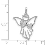 Diamond Angel Charm Pendant in Real 14k White Gold