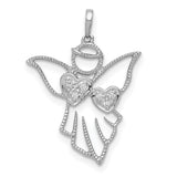 Diamond Angel Charm Pendant in Real 14k White Gold