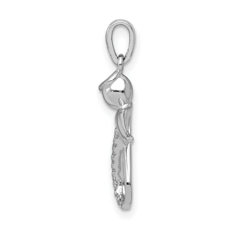 Diamond Infinity Angel Charm Pendant in Real 14k White Gold