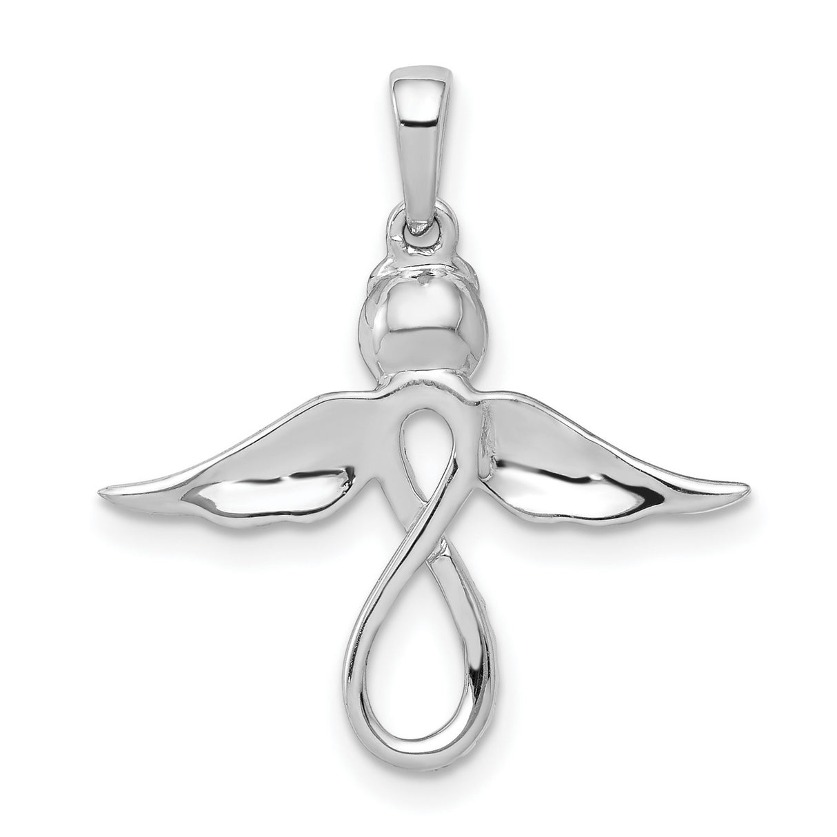 Diamond Infinity Angel Charm Pendant in Real 14k White Gold