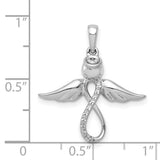 Diamond Infinity Angel Charm Pendant in Real 14k White Gold