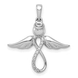 Diamond Infinity Angel Charm Pendant in Real 14k White Gold