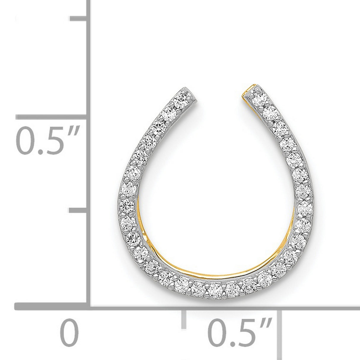 14k Yellow Gold Horseshoe Pendant with Cubic Zirconia, Lucky Charm Jewelry for Women