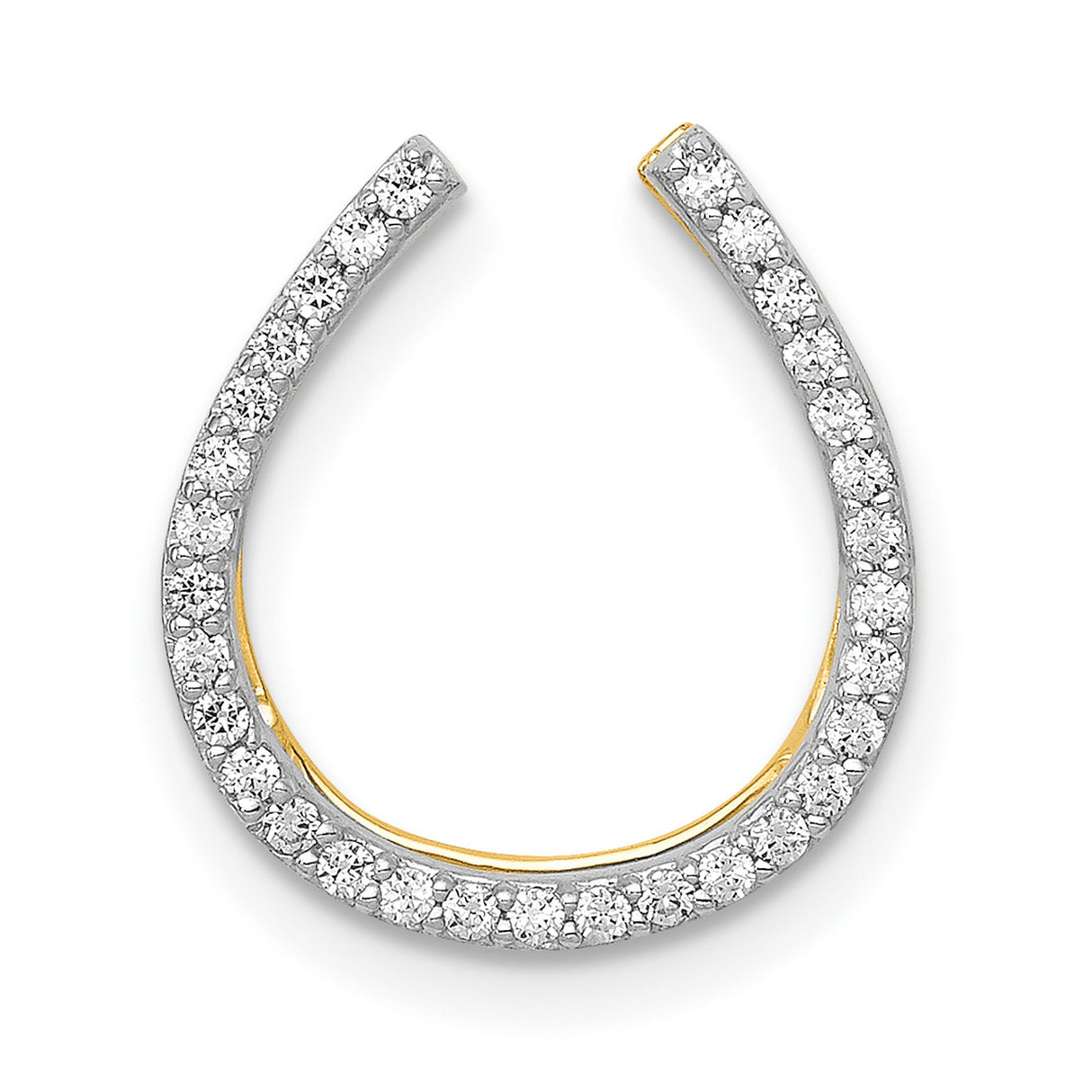 14k Yellow Gold Horseshoe Pendant with Cubic Zirconia, Lucky Charm Jewelry for Women