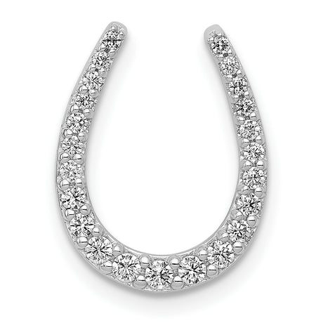 1/4ct Diamond Horseshoe Chain Slide Charm Pendant in Real 14k White Gold