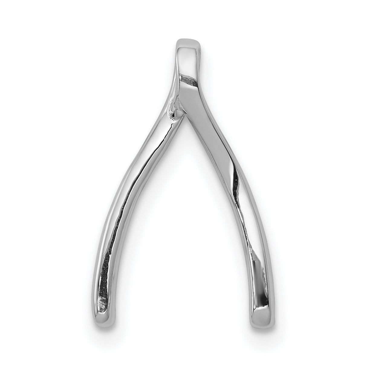 14k White Gold Wishbone Pendant with Diamonds, Symbolic Hope and Luck Charm for Women