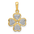 .02ct.Diamond Four Leaf Clover Charm Pendant in Real 14k Yellow Gold