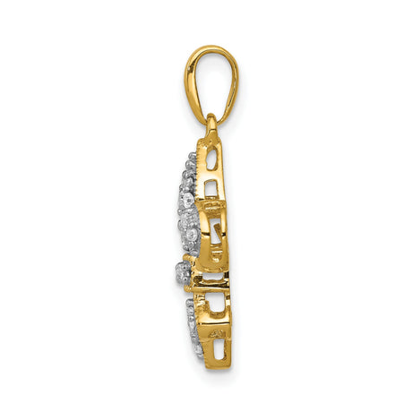14k Yellow Gold Fleur de Lis Pendant with Diamond Accents, Faith and French Heritage Symbol