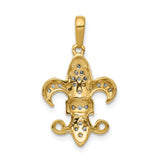 14k Yellow Gold Fleur de Lis Pendant with Diamond Accents, Faith and French Heritage Symbol