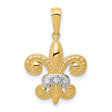 14k Two-Tone Gold Fleur-de-Lis Pendant with Diamond Accents, Christian Symbolic Jewelry for Women