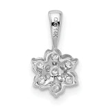 14k White Gold Diamond Pendant, Floral Snowflake Design, Delicate Womens Charm