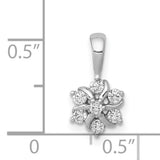 14k White Gold Diamond Pendant, Floral Snowflake Design, Delicate Womens Charm