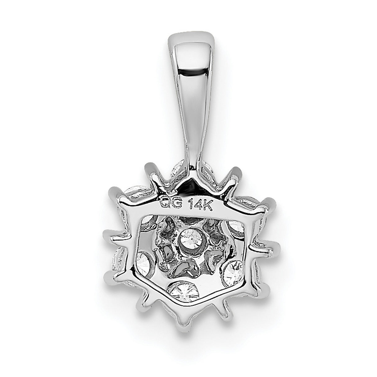 14k White Gold Snowflake Pendant with Diamonds, Winter Holiday Jewelry for Women