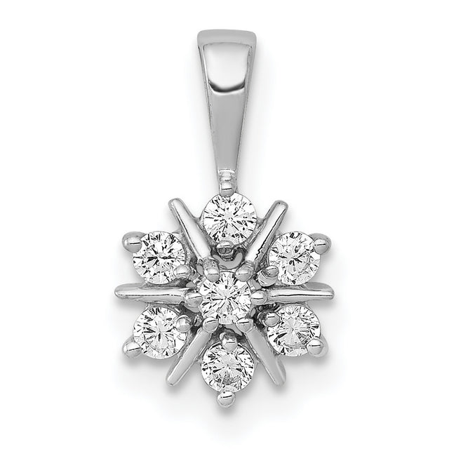 14k White Gold Snowflake Pendant with Diamonds, Winter Holiday Jewelry for Women