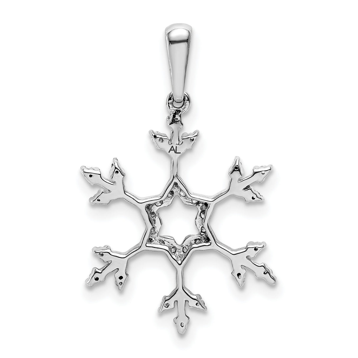 14k White Gold Snowflake Pendant with Diamond Accents, Winter Jewelry for Women