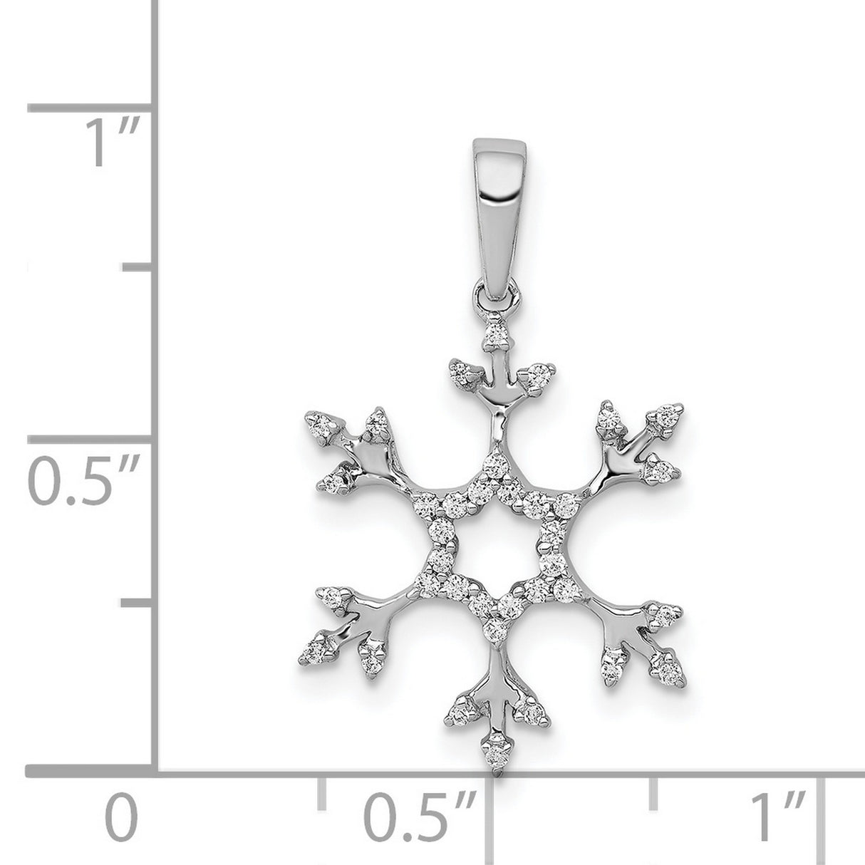 14k White Gold Snowflake Pendant with Diamond Accents, Winter Jewelry for Women