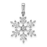 14k White Gold Snowflake Pendant with Diamond Accents, Winter Holiday Jewelry for Women