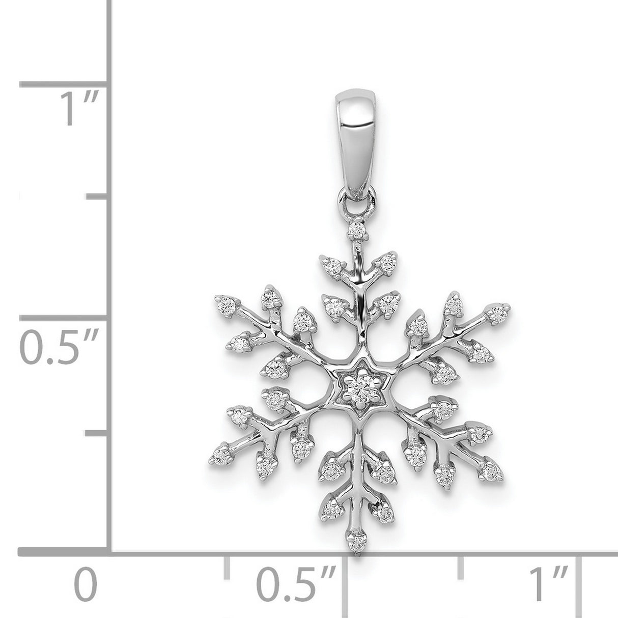 14k White Gold Snowflake Pendant with Diamond Accents, Winter Holiday Jewelry for Women