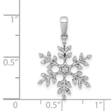 14k White Gold Snowflake Pendant with Diamond Accents, Winter Holiday Jewelry for Women
