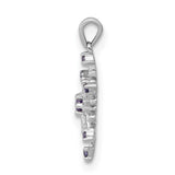14k White Gold Snowflake Pendant with Blue Gemstones and Diamond Accents, Winter Holiday Theme