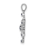 14k White Gold Snowflake Pendant with Diamonds, Blue Gemstones, and Icy Winter Detailing