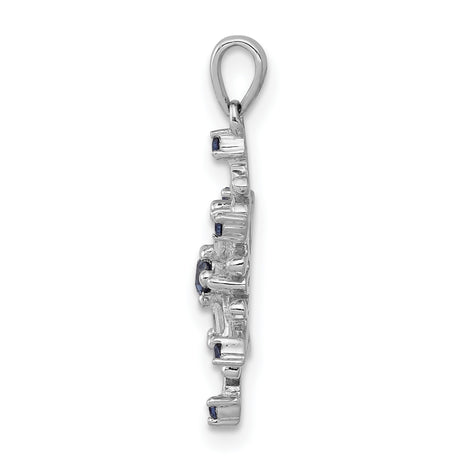 14k White Gold Snowflake Pendant with Diamonds, Blue Gemstones, and Icy Winter Detailing