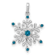 14k White Gold Snowflake Pendant with Diamonds, Blue Gemstones, and Icy Winter Detailing