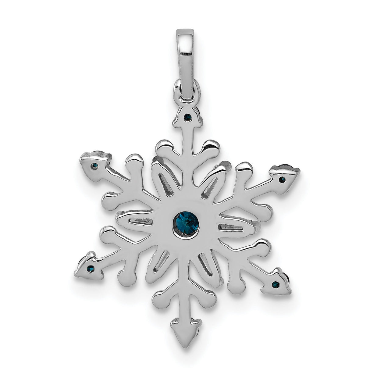14k White Gold Snowflake Pendant with Diamond, Winter Theme Holiday Jewelry for Women
