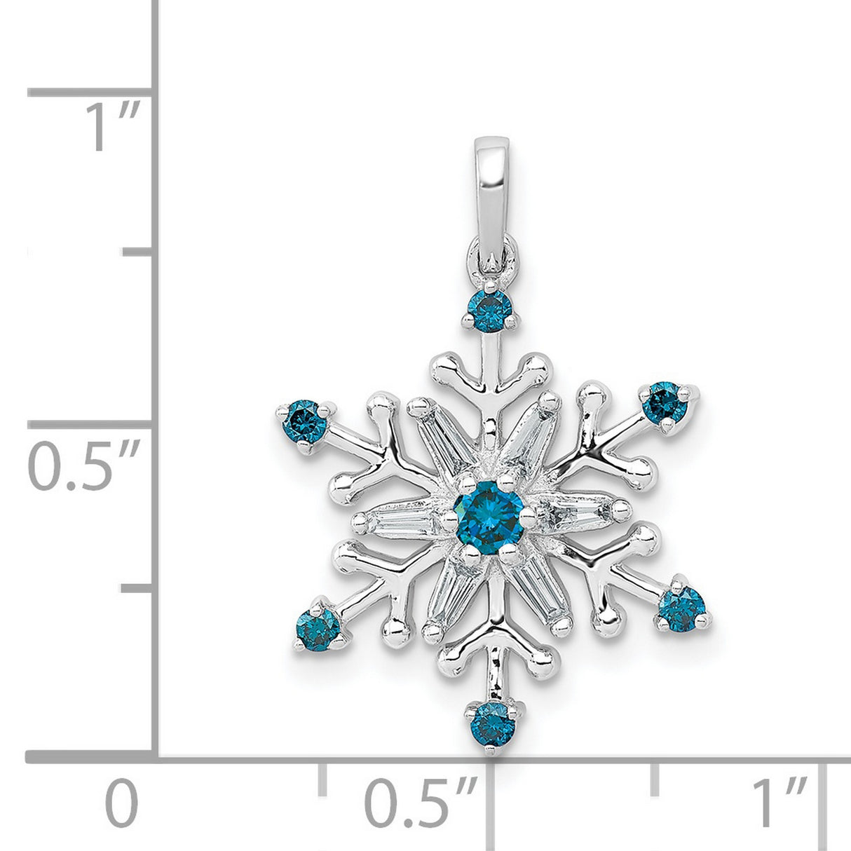 14k White Gold Snowflake Pendant with Diamond, Winter Theme Holiday Jewelry for Women