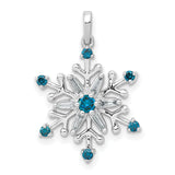 14k White Gold Snowflake Pendant with Diamond, Winter Theme Holiday Jewelry for Women
