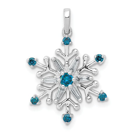 14k White Gold Snowflake Pendant with Diamond, Winter Theme Holiday Jewelry for Women