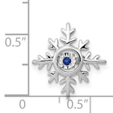 14k White Gold Snowflake Pendant with Sapphire, Nature-Inspired Winter Jewelry for Women