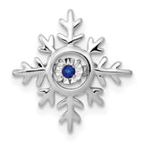 14k White Gold Snowflake Pendant with Sapphire, Nature-Inspired Winter Jewelry for Women