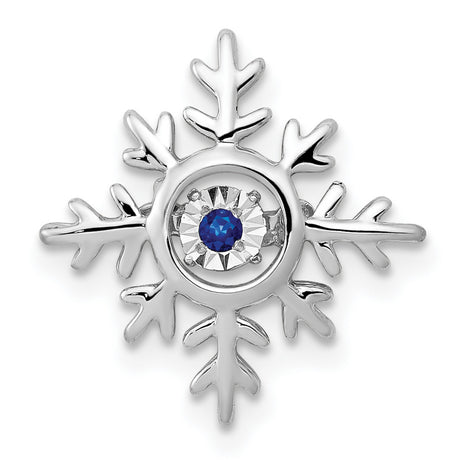 14k White Gold Snowflake Pendant with Sapphire, Nature-Inspired Winter Jewelry for Women