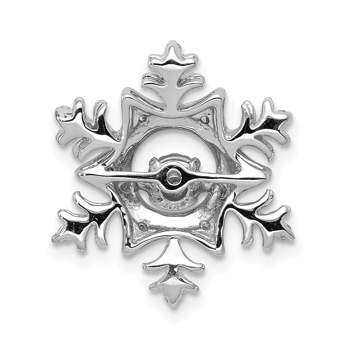 14k White Gold Snowflake Pendant with Diamond Center, Winter-Inspired Jewelry for Women