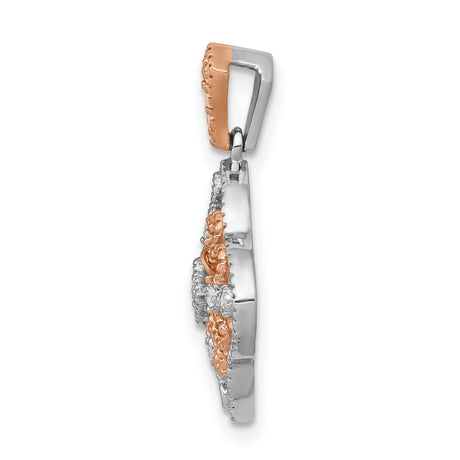 Diamond Vintage Charm Pendant in Real 14k White Gold