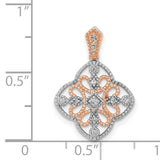 Diamond Vintage Charm Pendant in Real 14k White Gold