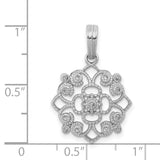 Fancy 1/15ct Diamond Vintage Charm Pendant in Real 14k White Gold
