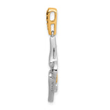 White and Champagne Diamond Slide Chain Slide Charm Pendant in Real 14k White Gold