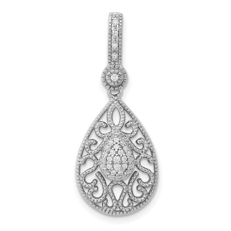 1/6ct Diamond Charm Pendant in Real 14k White Gold