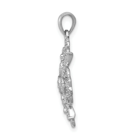 Filigree 1/4ct Diamond Charm Pendant in Real 14k White Gold