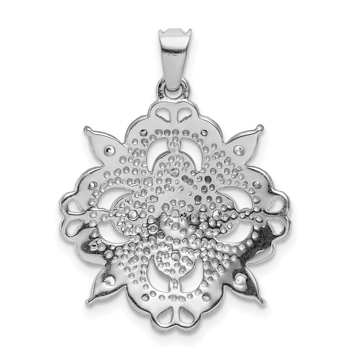 Filigree 1/4ct Diamond Charm Pendant in Real 14k White Gold
