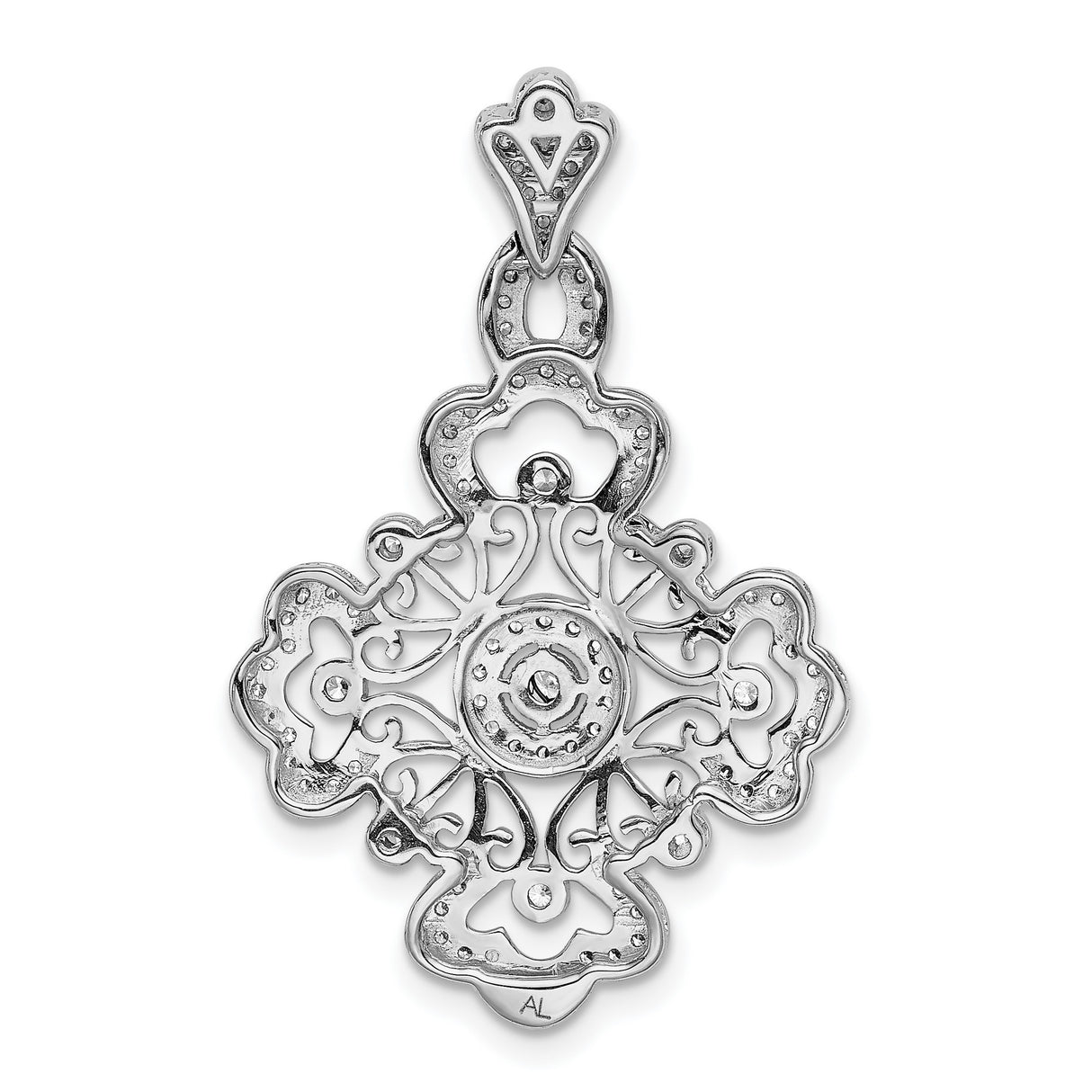 1/2ct Diamond Filigree Charm Pendant in Real 14k White Gold